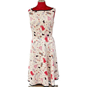 Voodoo Vixen Sleeveless Dress Fit & Flare size L Sundress Cut Out Novelty Print